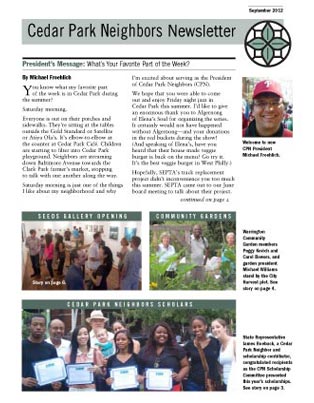 cedar park neighbors newsletter